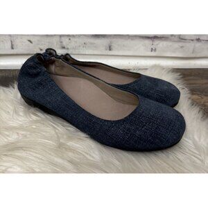 Abeo Women’s Tammy Navy Textured‎ Denim Ballet Flats Comfort Shoe Size 8.5N